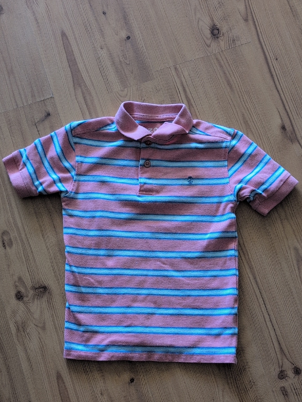 Izod Peach Polo with Blue Stripes - Kids Short Sleeve Shirt